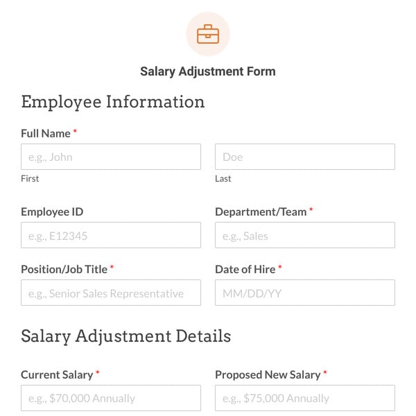Salary Adjustment Form Template