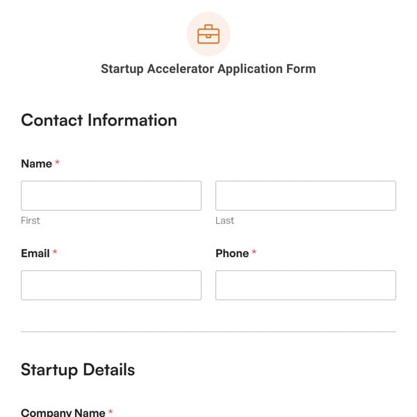 Startup Accelerator Application Form Template
