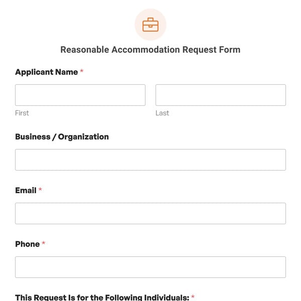 Reasonable Accommodation Request Form Template