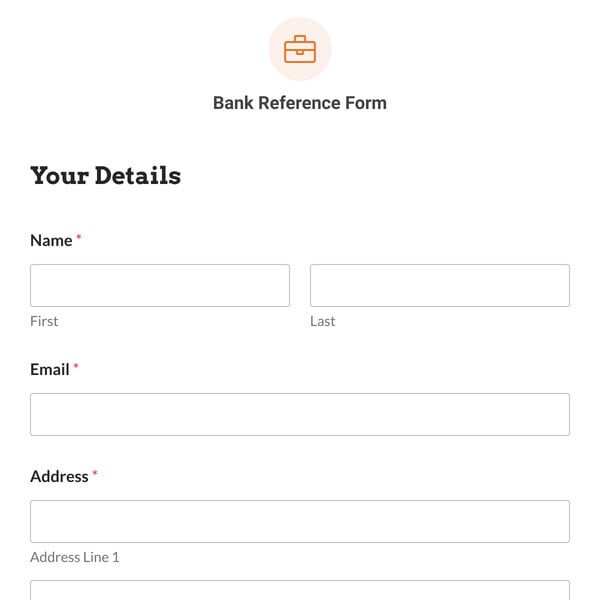 Bank Reference Form Template
