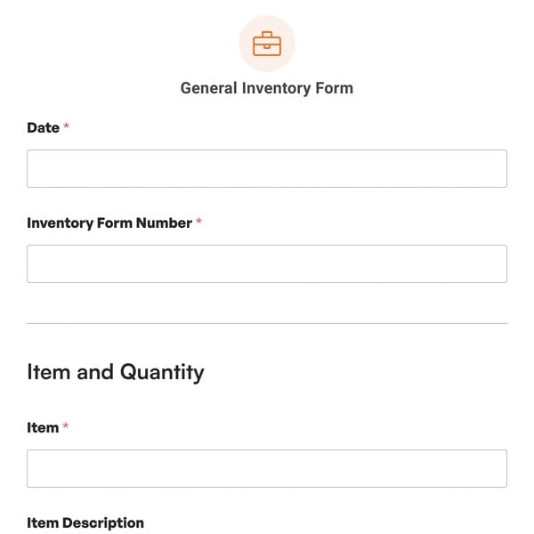 General Inventory Form Template
