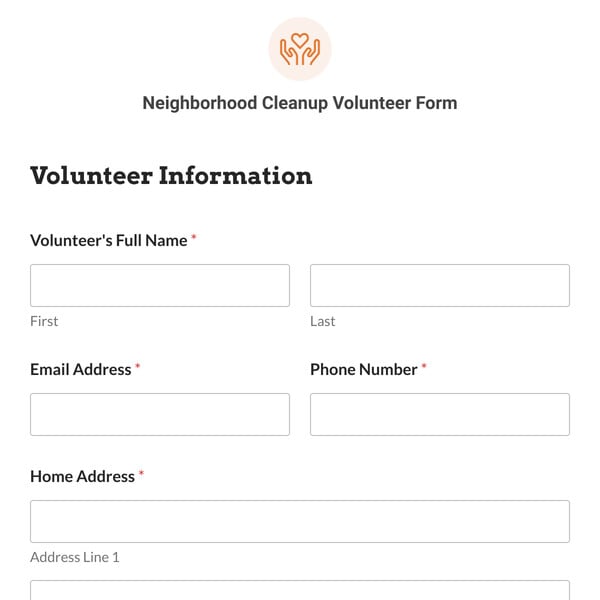 Neighborhood Cleanup Volunteer Form Template