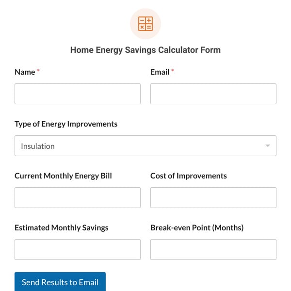 Home Energy Savings Calculator Form Template