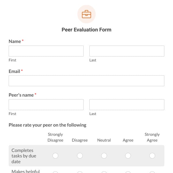 Peer Evaluation Form Template