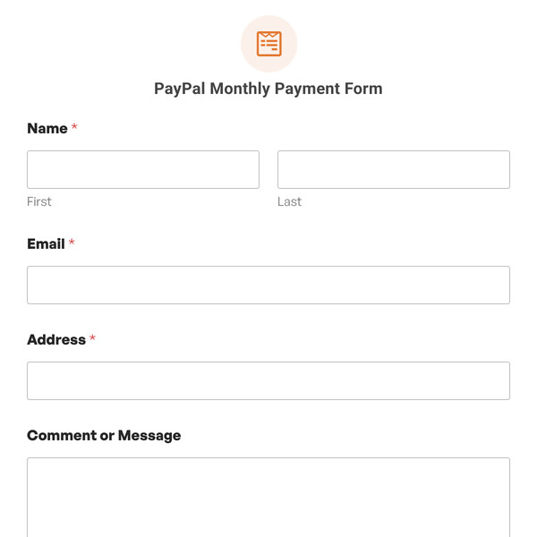 PayPal Monthly Payment Form Template