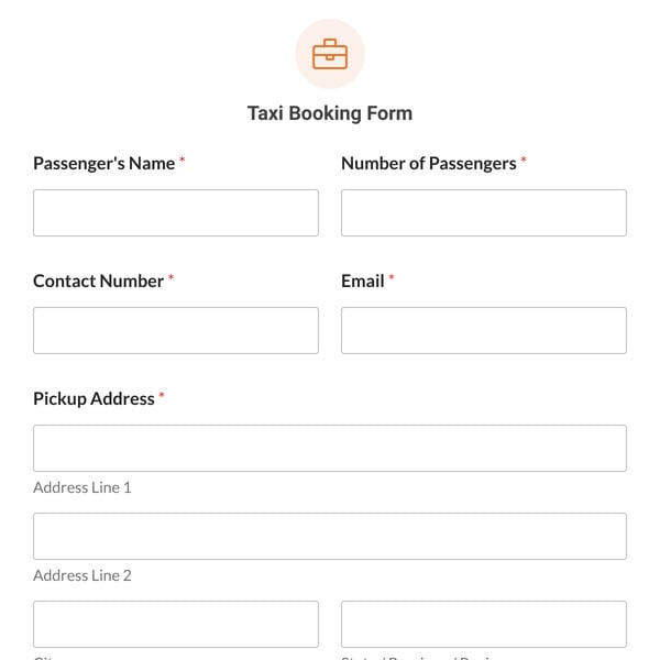 Taxi Booking Form Template