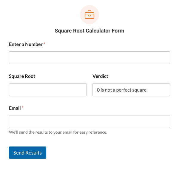 Square Root Calculator Form Template