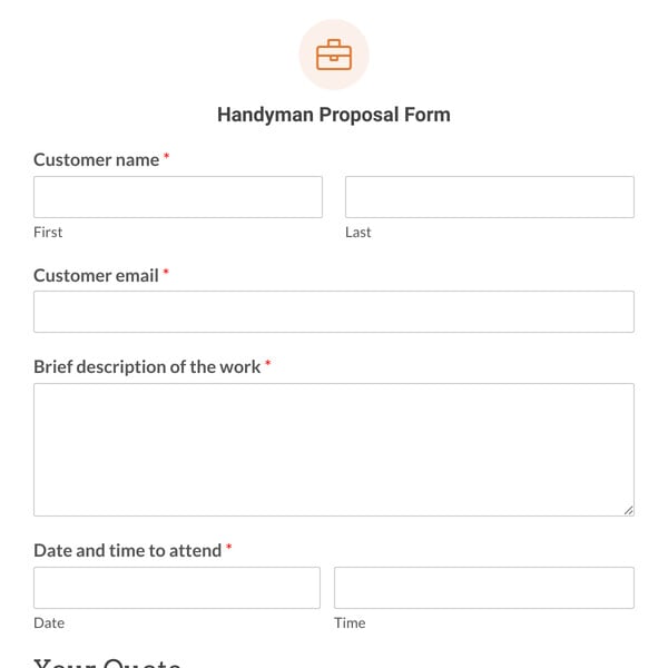 Handyman Proposal Form Template