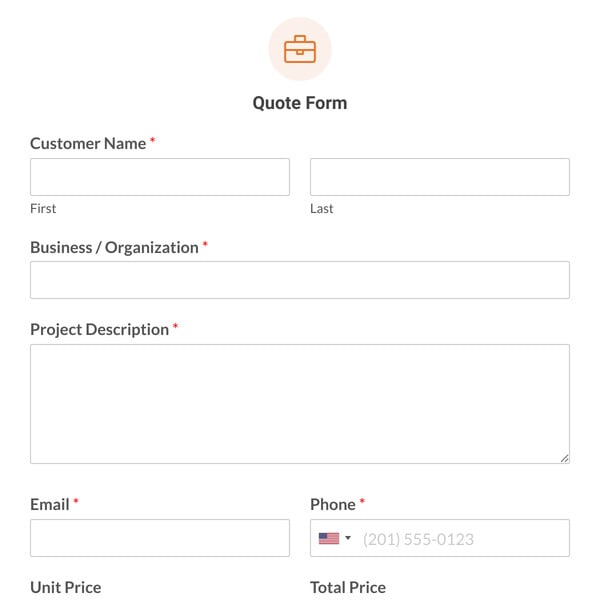 Quote Form Template