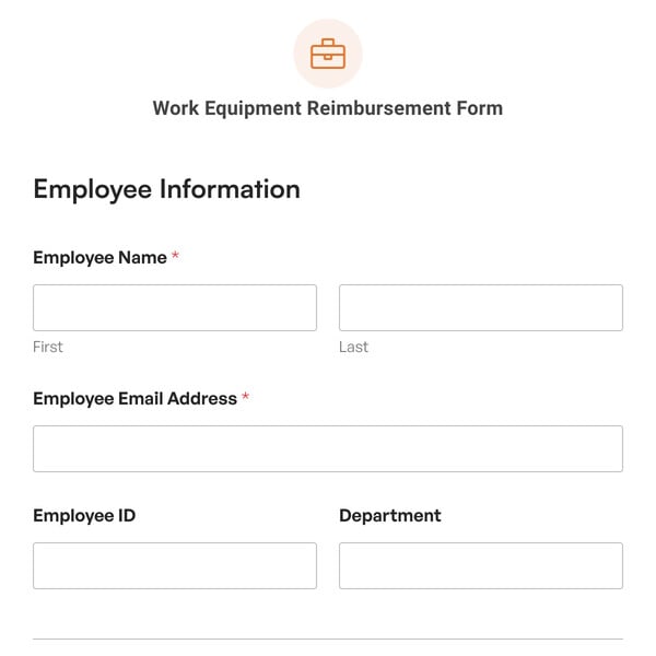 Work Equipment Reimbursement Form Template