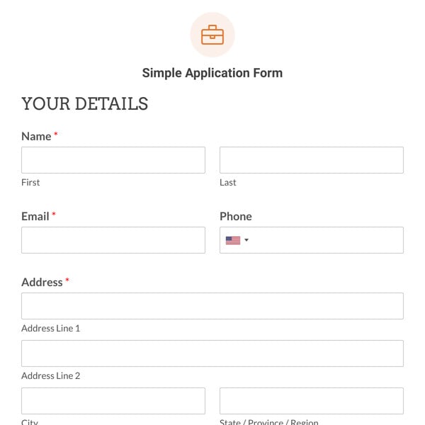 Simple Application Form Template