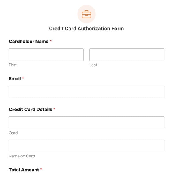 Credit Card Authorization Form Template