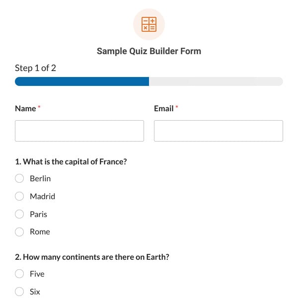Sample Quiz Builder Form Template