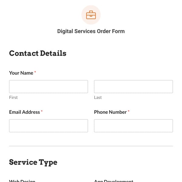Digital Services Order Form Template