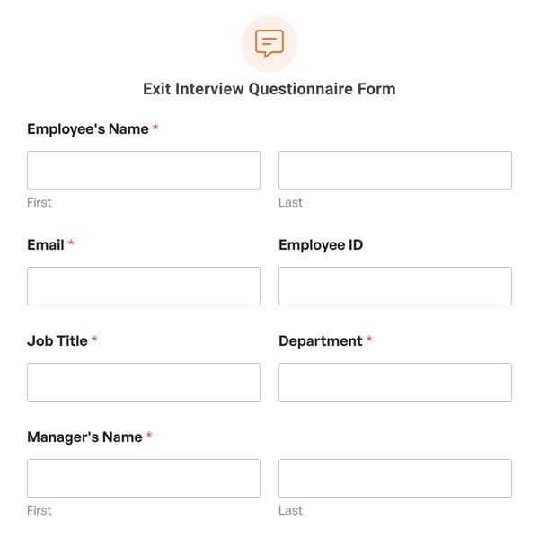 Exit Interview Questionnaire Form Template