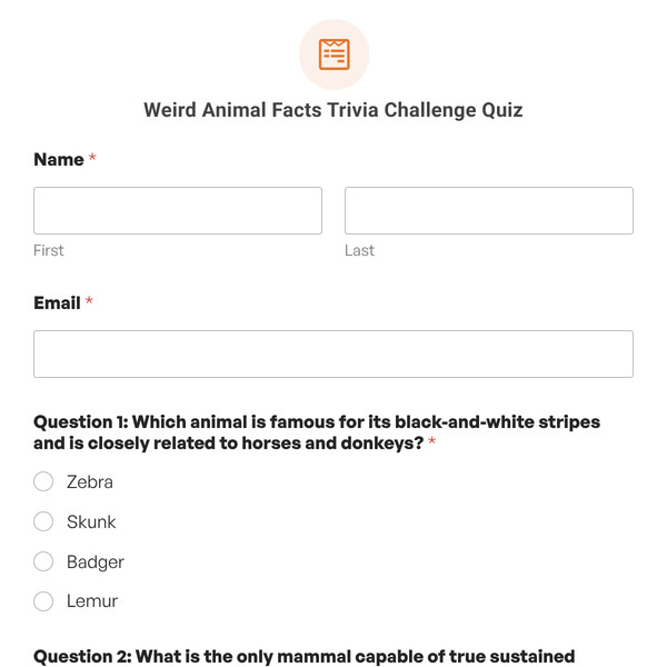 Weird Animal Facts Trivia Challenge Quiz