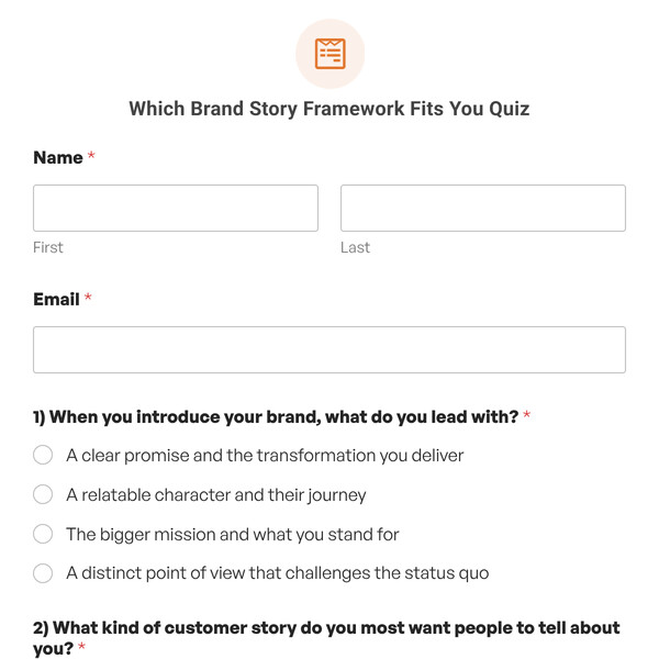 Which Brand Story Framework Fits You Quiz Template