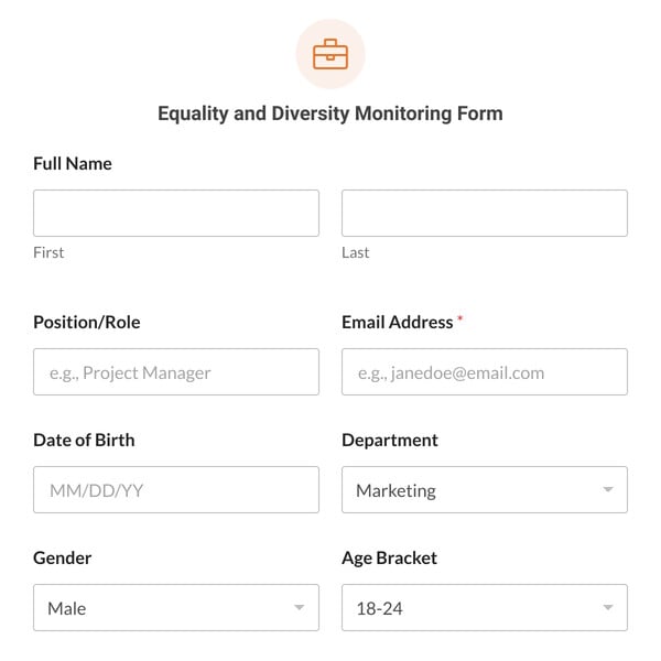 Equality and Diversity Monitoring Form Template