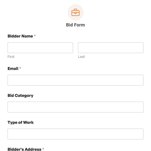 Bid Form Template