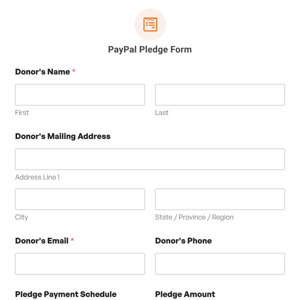 PayPal Pledge Form Template