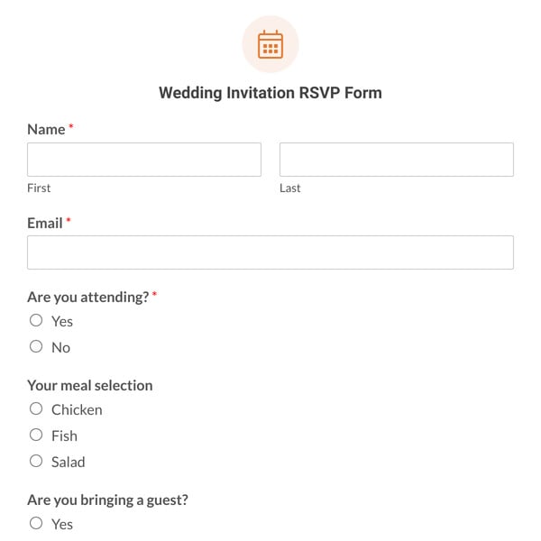 Wedding Invitation RSVP Form Template