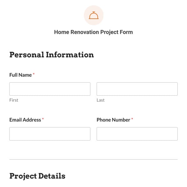 Home Renovation Project Form Template