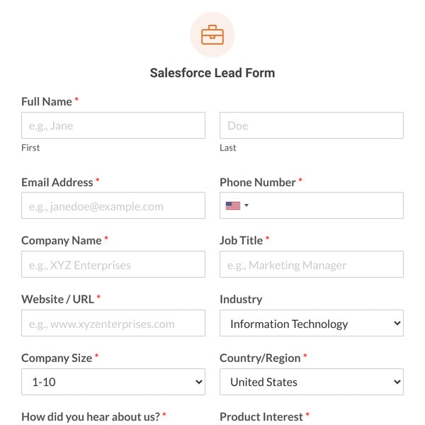 Salesforce Lead Form Template
