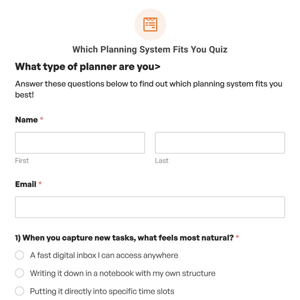 Which Planning System Fits You Quiz Template