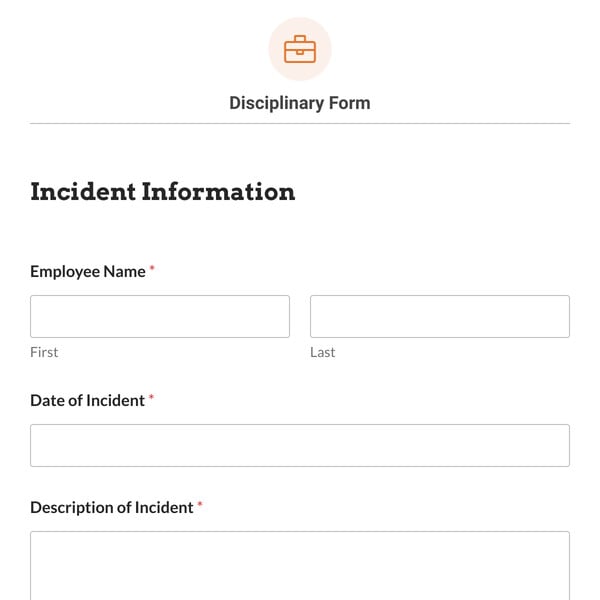 Disciplinary Form Template