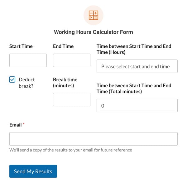 Working Hours Calculator Form Template