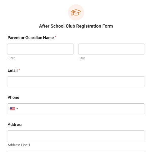 After School Club Registration Form Template