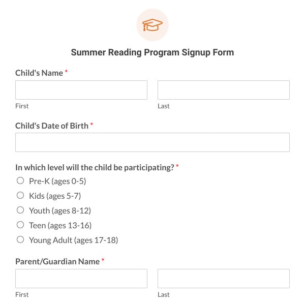 Summer Reading Program Signup Form Template