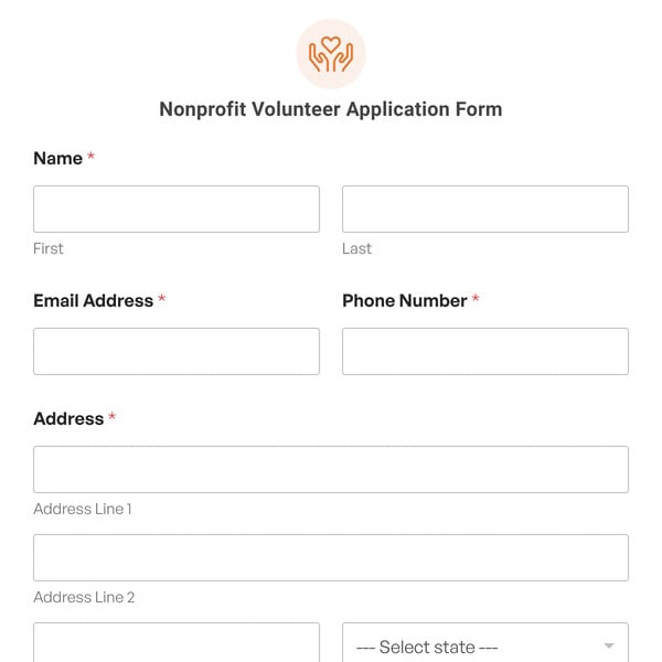 Nonprofit Volunteer Application Form Template