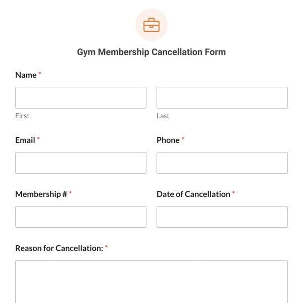 Gym Membership Cancellation Form Template