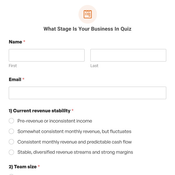 What Stage Is Your Business In Quiz Template