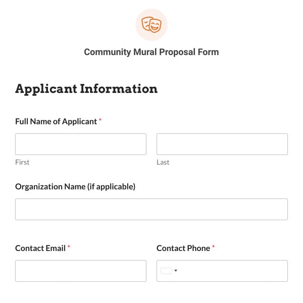 Community Mural Proposal Form Template