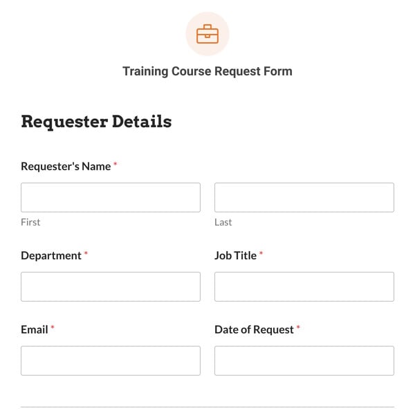 Training Course Request Form Template