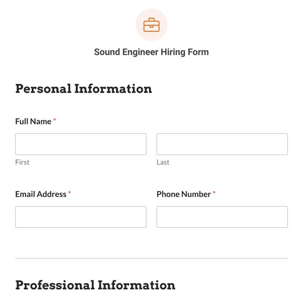 Sound Engineer Hiring Form Template
