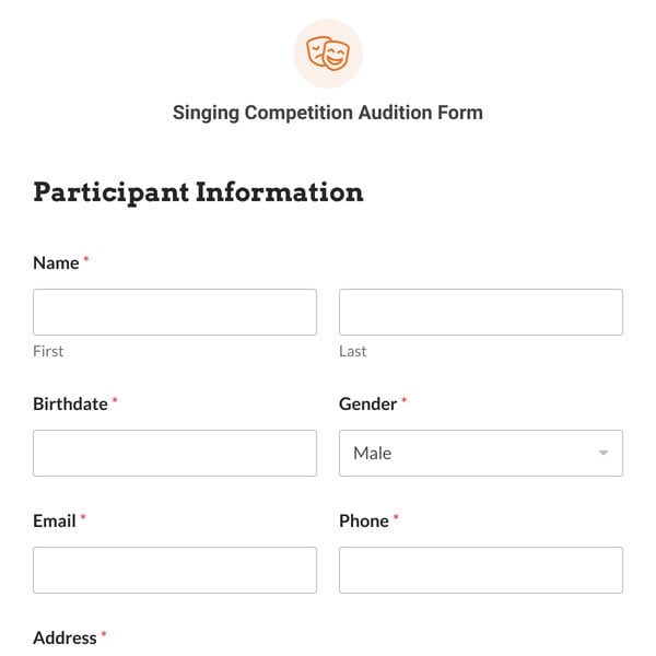 Singing Competition Audition Form Template