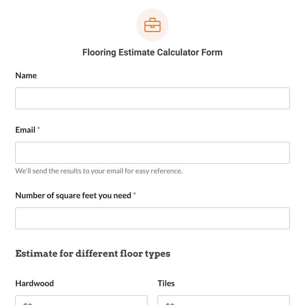 Flooring Estimate Calculator Form Template