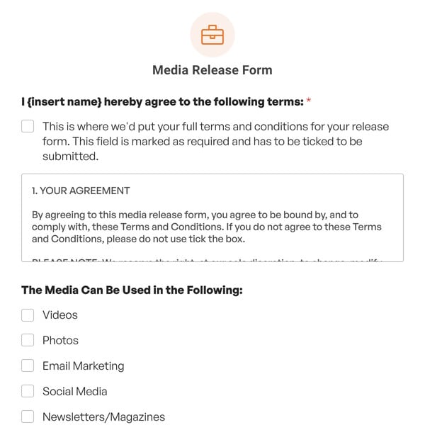 Media Release Form Template