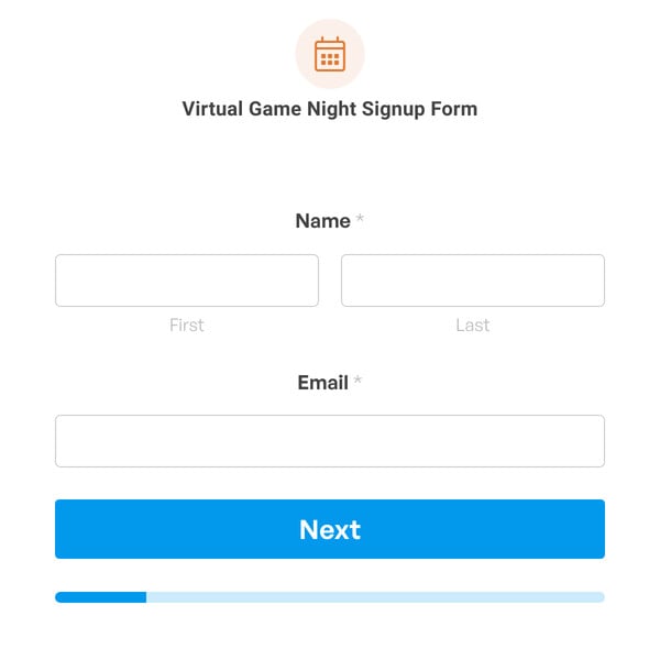 Virtual Game Night Signup Form Template
