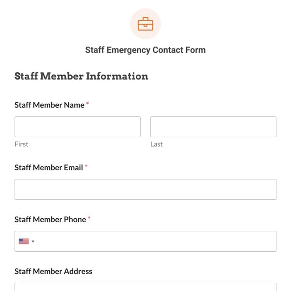 Staff Emergency Contact Form Template