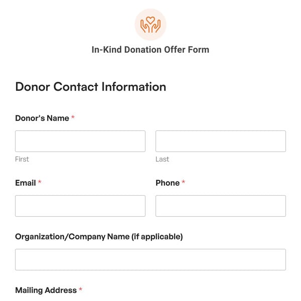 In-Kind Donation Offer Form Template