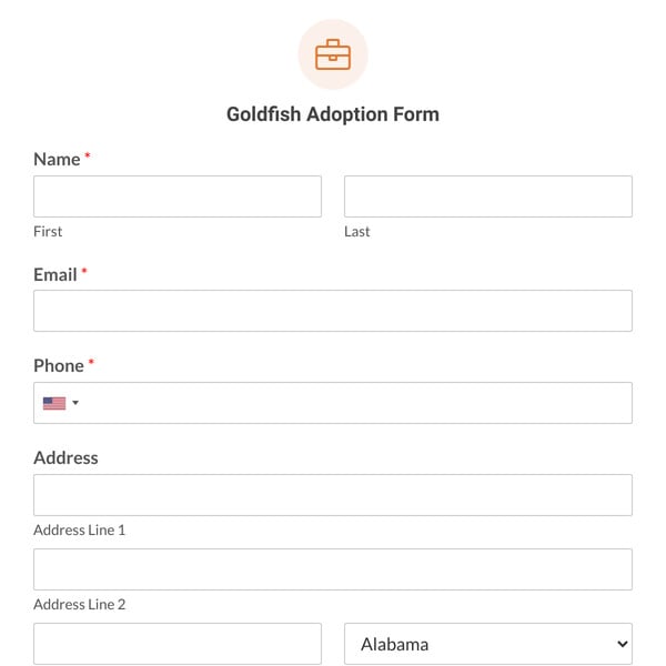 Goldfish Adoption Form Template