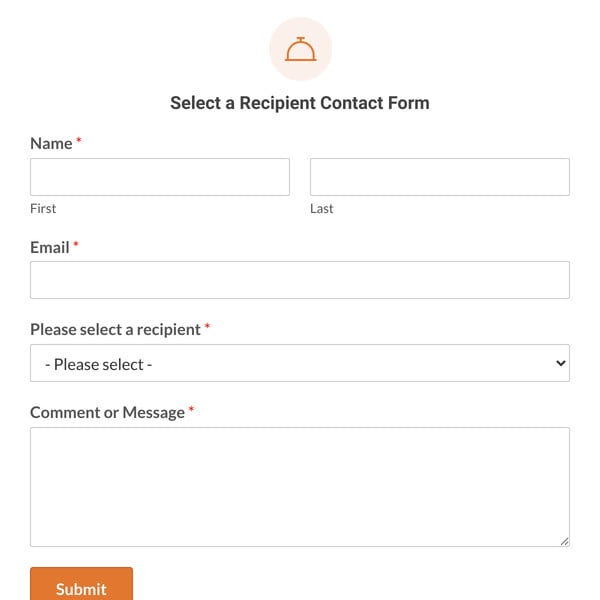 Select a Recipient Contact Form Template