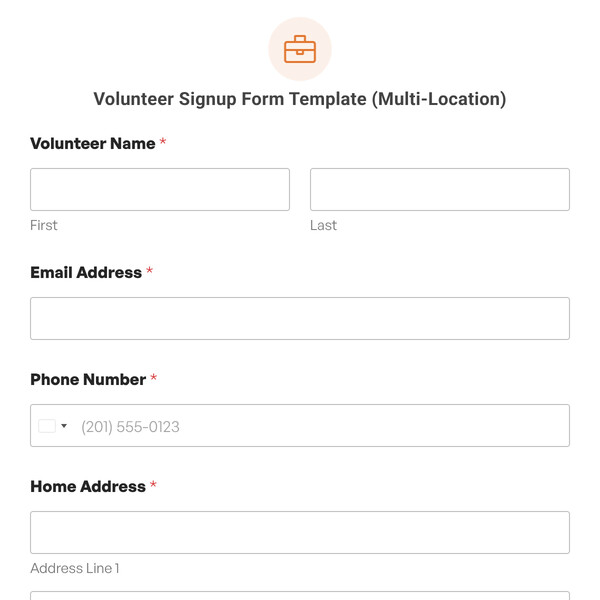 Volunteer Signup Form Template (Multi-Location)