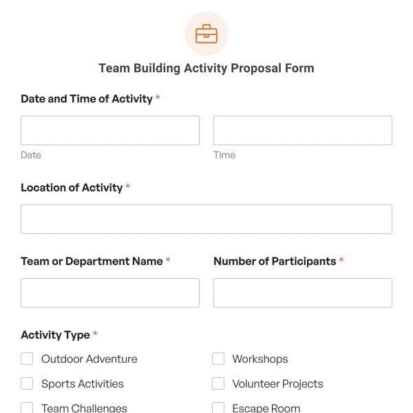 Team Building Activity Proposal Form Template