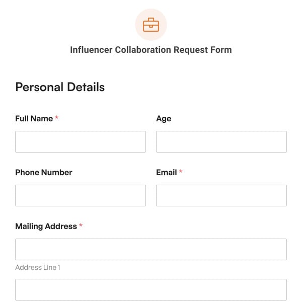 Influencer Collaboration Request Form Template