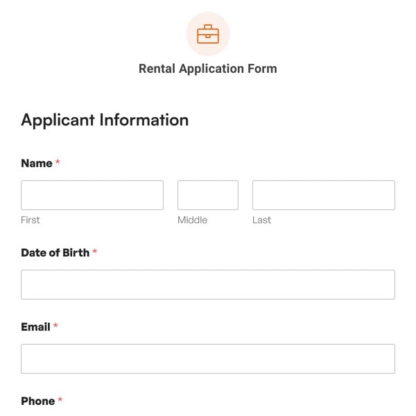 Rental Application Form Template